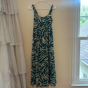 Goa beachwear by Japna‎ turquoise pattern 100% viscose maxi dress XS